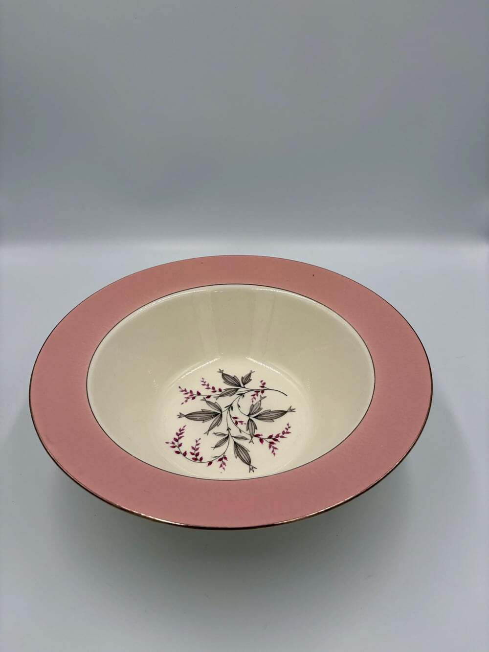 Crown Victoria Lovelace Pink Rim Serving Bowl | Vintage 1950s Floral China | Mid